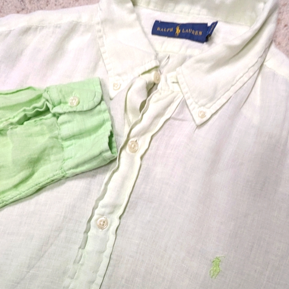 Polo by Ralph Lauren Light Green Linen Button-Down Shirt